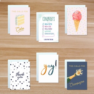 Année des cartes - 12 cartes de voeux modernes minimales uniques pour un anniversaire, félicitations, fiançailles, mariage, bébé, juste parce que cartes de remerciement