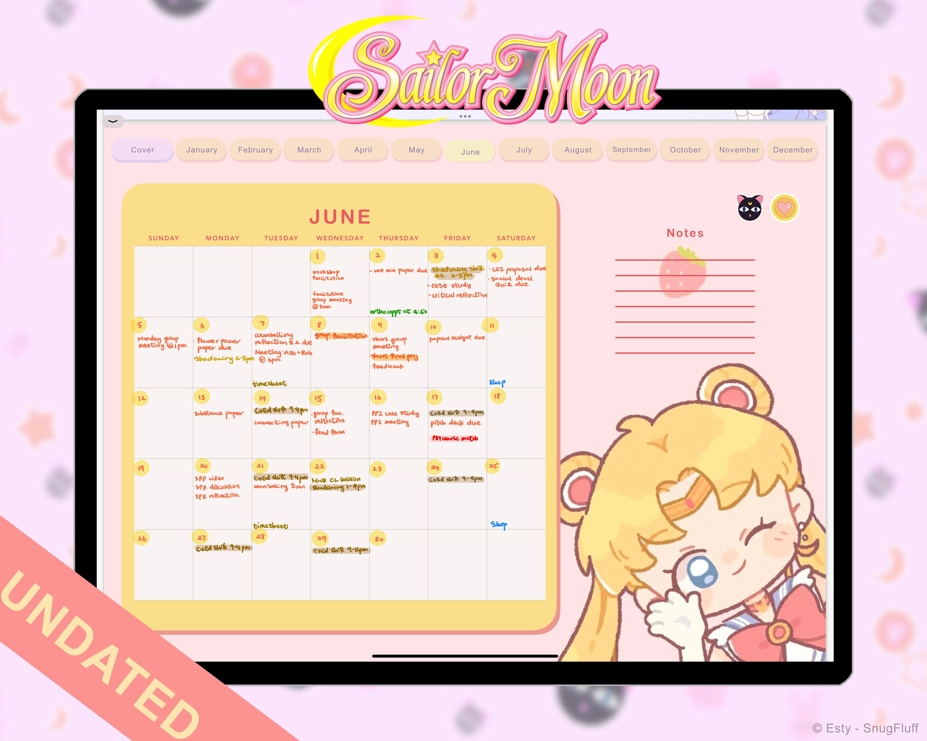 UNDATED Digital Planner Sailor Moon Goodnotes Notability - Etsy