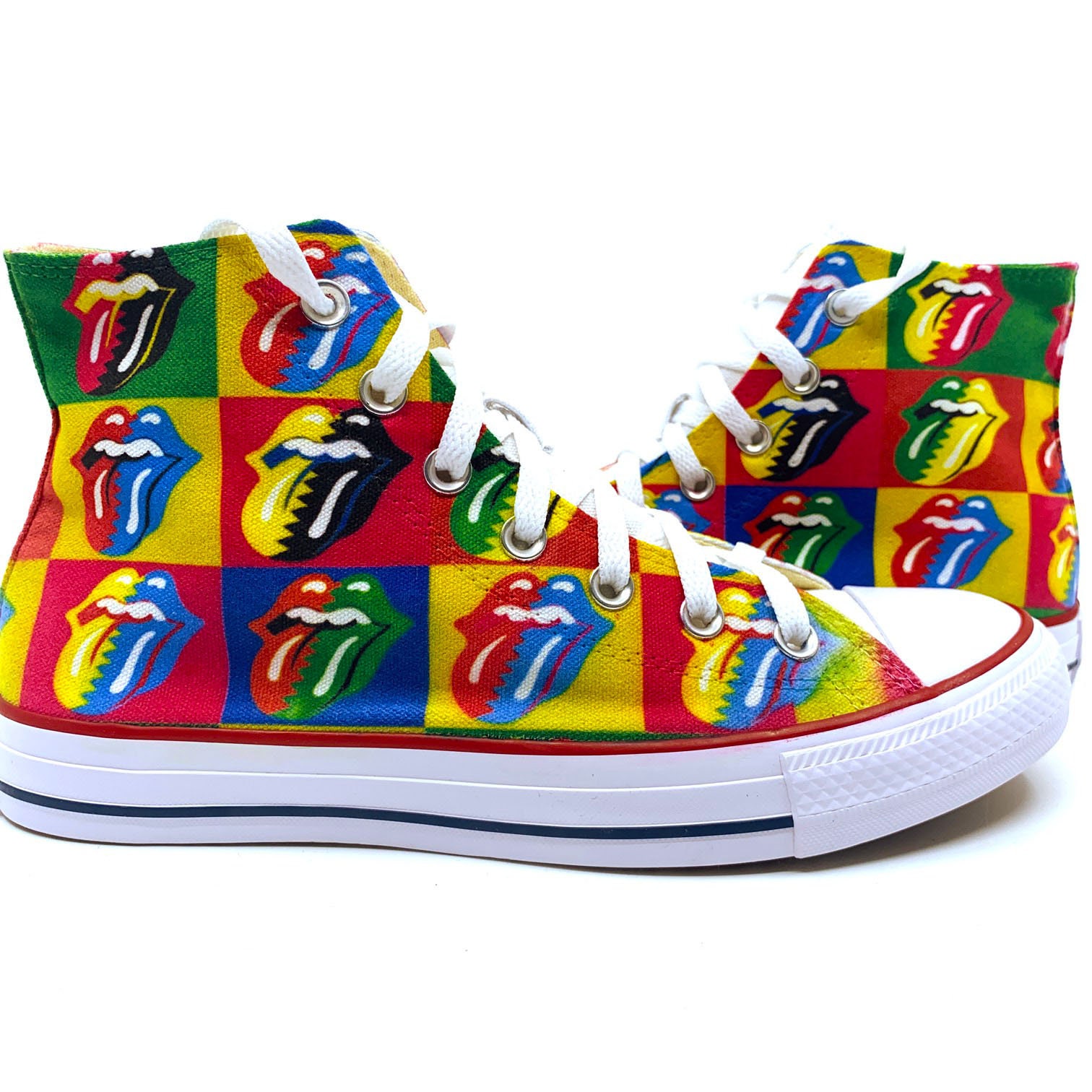 Rolling Stones Fan Art Custom Hand Made Hi Top Converse - Etsy