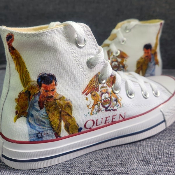 Freddie Mercury Fan Art personnalisé Converse, Queen, Boho Rhapsody, Freddie Mercury Yellow Jacket