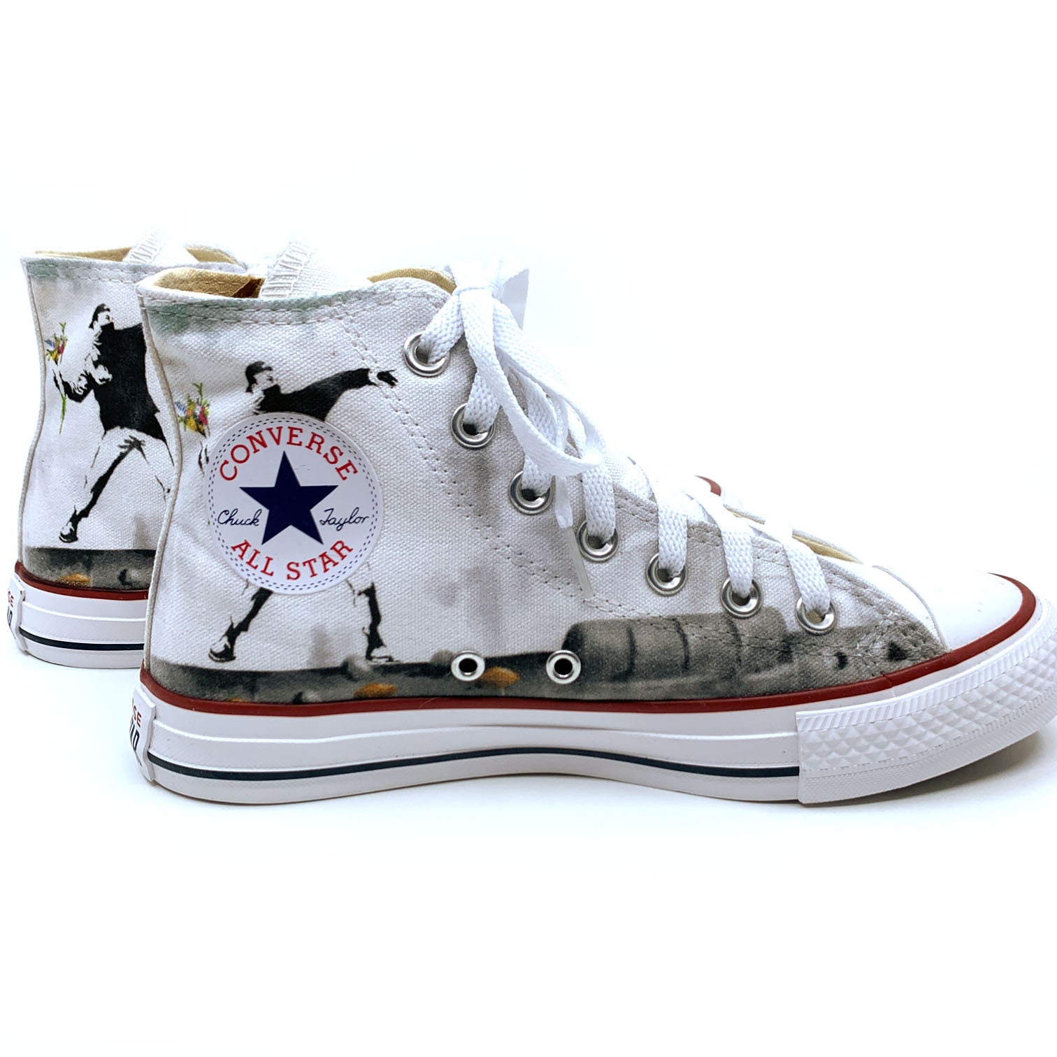 Peregrino sonrojo Historiador Banksy Art Custom Hand Made Hi Top Converse Shoes There is - Etsy