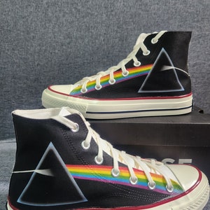 Pink Floyd Dark Side Of The Moon Fan Art Custom Hand Made Hi Top Converse Another Brick in the Wall