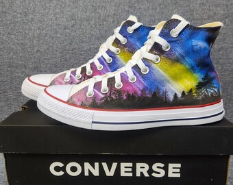 Northern Lights Converse, Galaxy Converse, Nebula Print, Custom Converse, Hand Painted Converse, Nebula Shoes, Galaxy Fashion