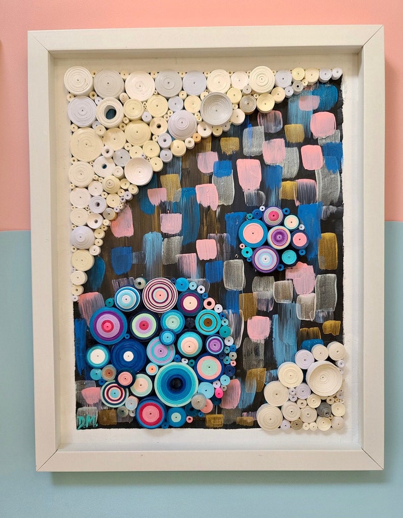 Quilled Abstract Wall Art Quilling Art Acrylic Painting Etsy