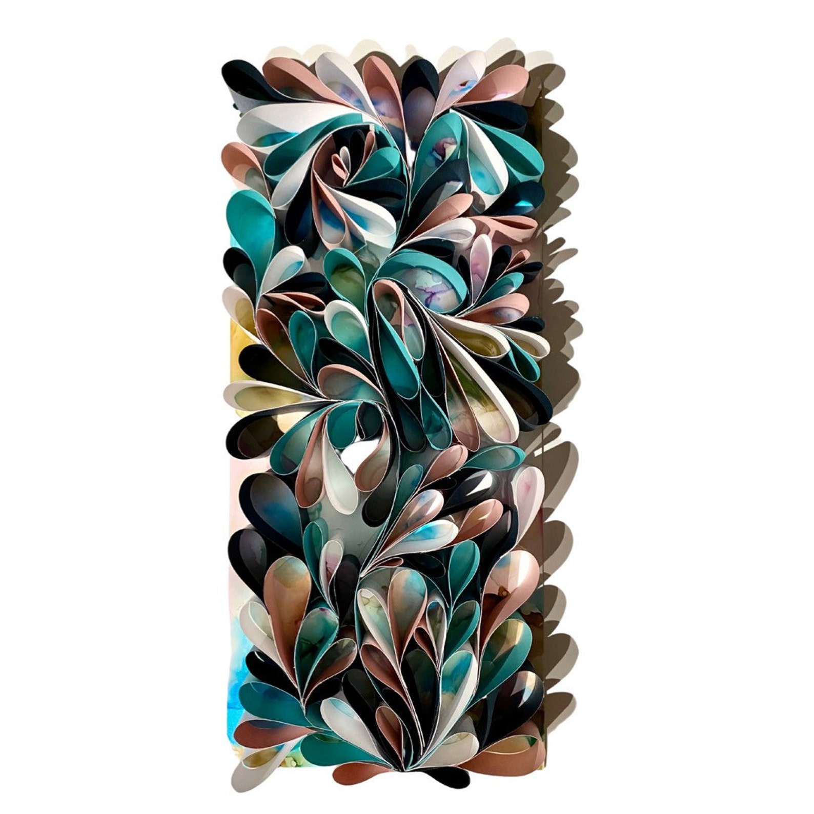 Quilled Abstract Wall Art Mix Media Alcohol Ink Framed Art Etsy