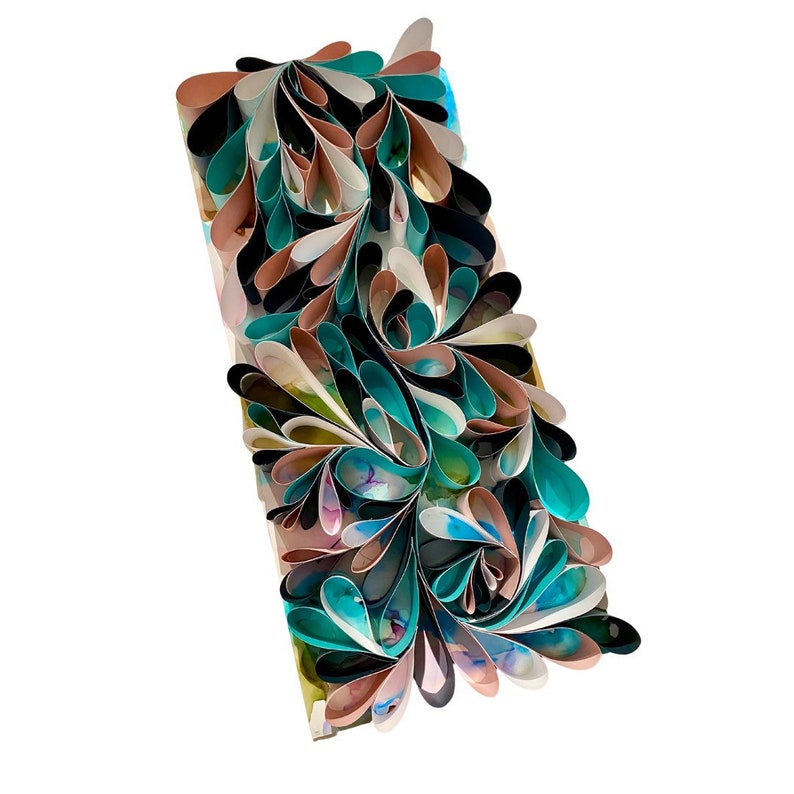 Quilled Abstract Wall Art Mix Media Alcohol Ink Framed Art Etsy