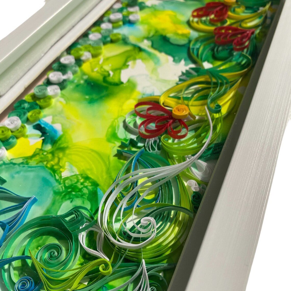 Abstract Chinese Quilling Art on Yupo Paper and Alcohol Ink Etsy