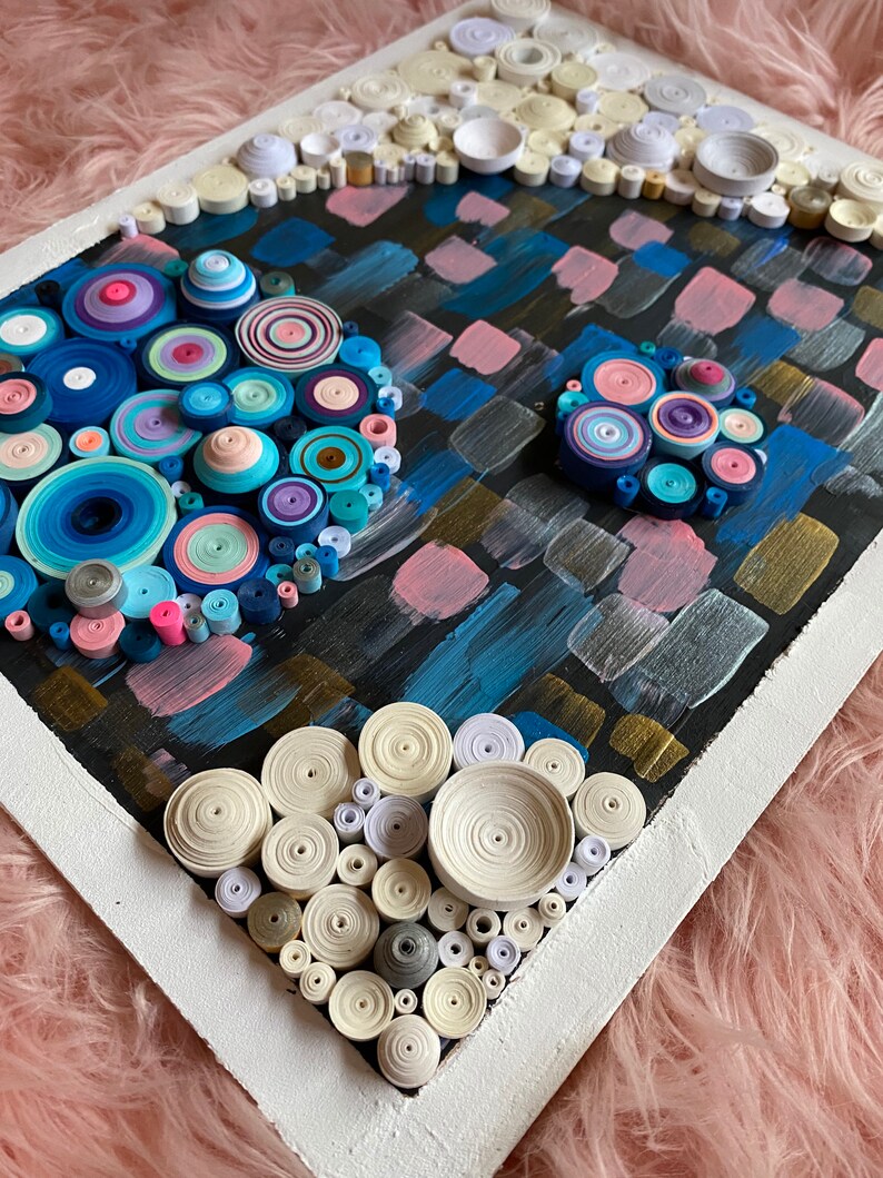 Quilled Abstract Wall Art Quilling Art Acrylic Painting Etsy