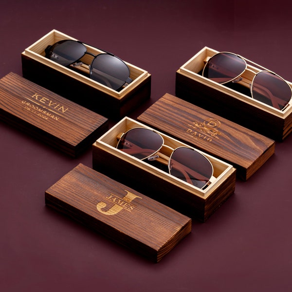 Groomsmen Gifts, Personalized Sunglasses with Wooden Box, Groomsman Sunglasses, Bachelor Party Gift, Wedding Gifts, Best Man Proposal