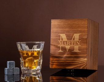 Personalized Glass with Box, Groomsmen Gifts, Engraving Whiskey Glass, Best Man Gift, Boyfriend Gift, Gift for Dad, Gift for Him