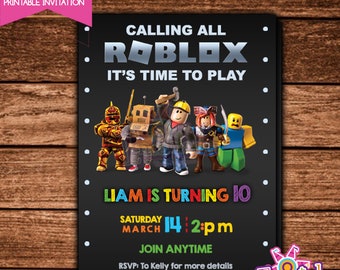 Roblox Invitations Etsy - roblox themed digital birthday invitation etsy