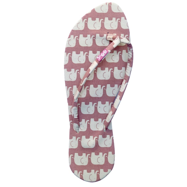Flip flops fabric, slippers with rubber sole, women's toe separators Elefanten rosa