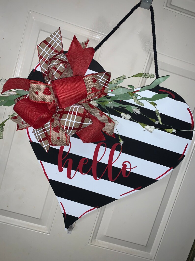 Hello Valentine Valentines Day Wreath Valentines Day Door image 1
