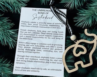Sisterhood Elephant Ornament: Handmade Birch Plywood Friendship Gift