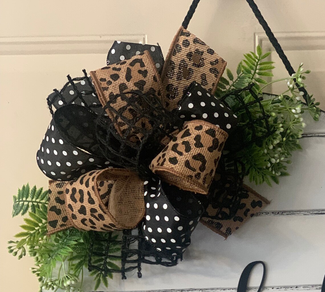 Leopard Hello Door Hanger Cheetah Print Roundleopard Etsy