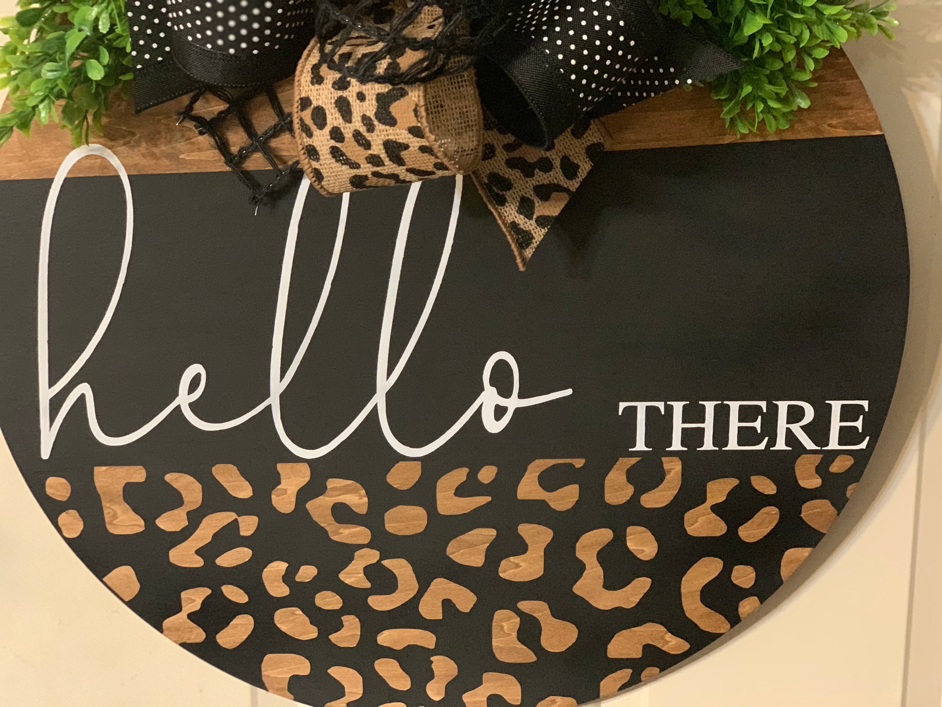 Cheetah Print Welcome-ish Floral Door Hanger