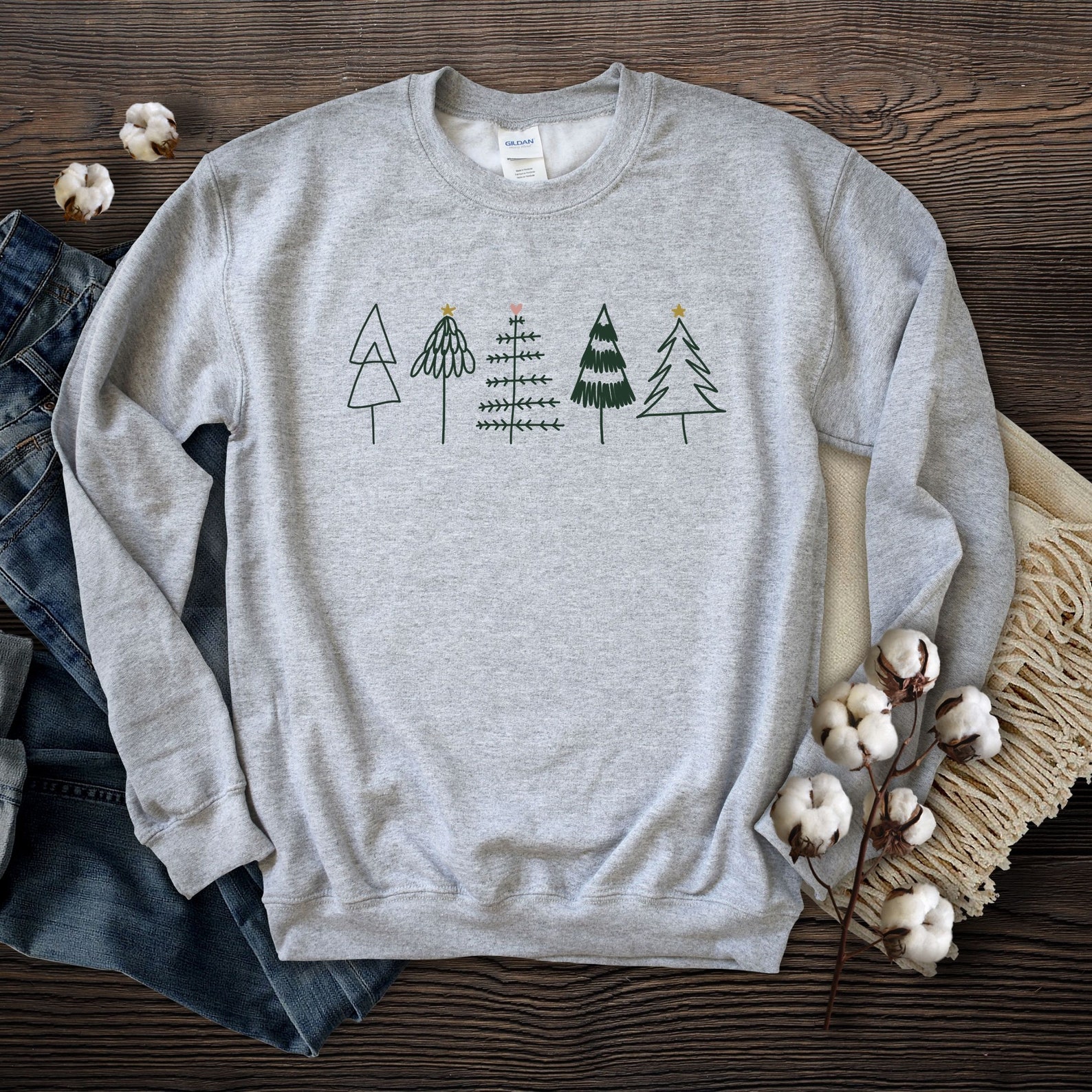 Christmas Tree Sweatshirt Cozy Christmas Sweater Boho Etsy