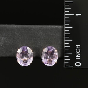 14K Amethyst Stud Earrings | Elegant Oval Faceted Gems