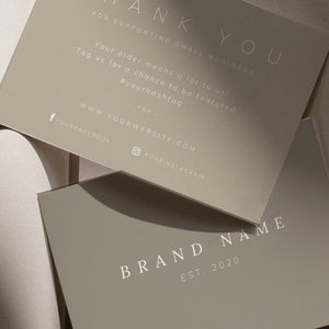 Luxury Elegant Chic Printable Thank You For Your Order Cards thank you card template modern Note Card Custom Thank you small business image 8