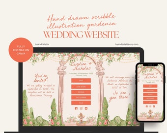 Hand-Drawn Wedding Website Template: Scribble Illustration (Digital Item)