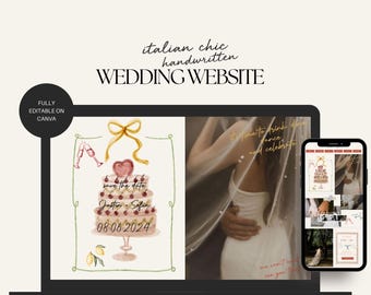 Italienische Chic Hochzeit Website Template: Handgezeichnete Illustration (Canva)