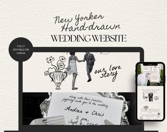 Hand-Drawn New Yorker Wedding Website Template (Digital Download)