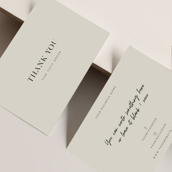 Printable Luxury Thank You for Your Order Cards Template Etsy