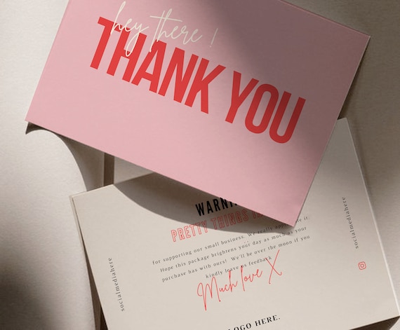 2 Templates of Printable Aesthetic Tumblr Thank You for Your Order Cards,  Template Card, Thank You Card Printable, Note Card, Business Card - Etsy