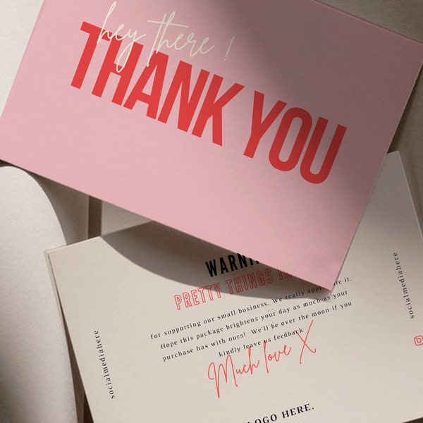 2 modèles de cartes de remerciements esthétiques imprimables Tumblr pour votre commande, modèle de carte, carte de remerciement imprimable, carte de correspondance, carte de visite