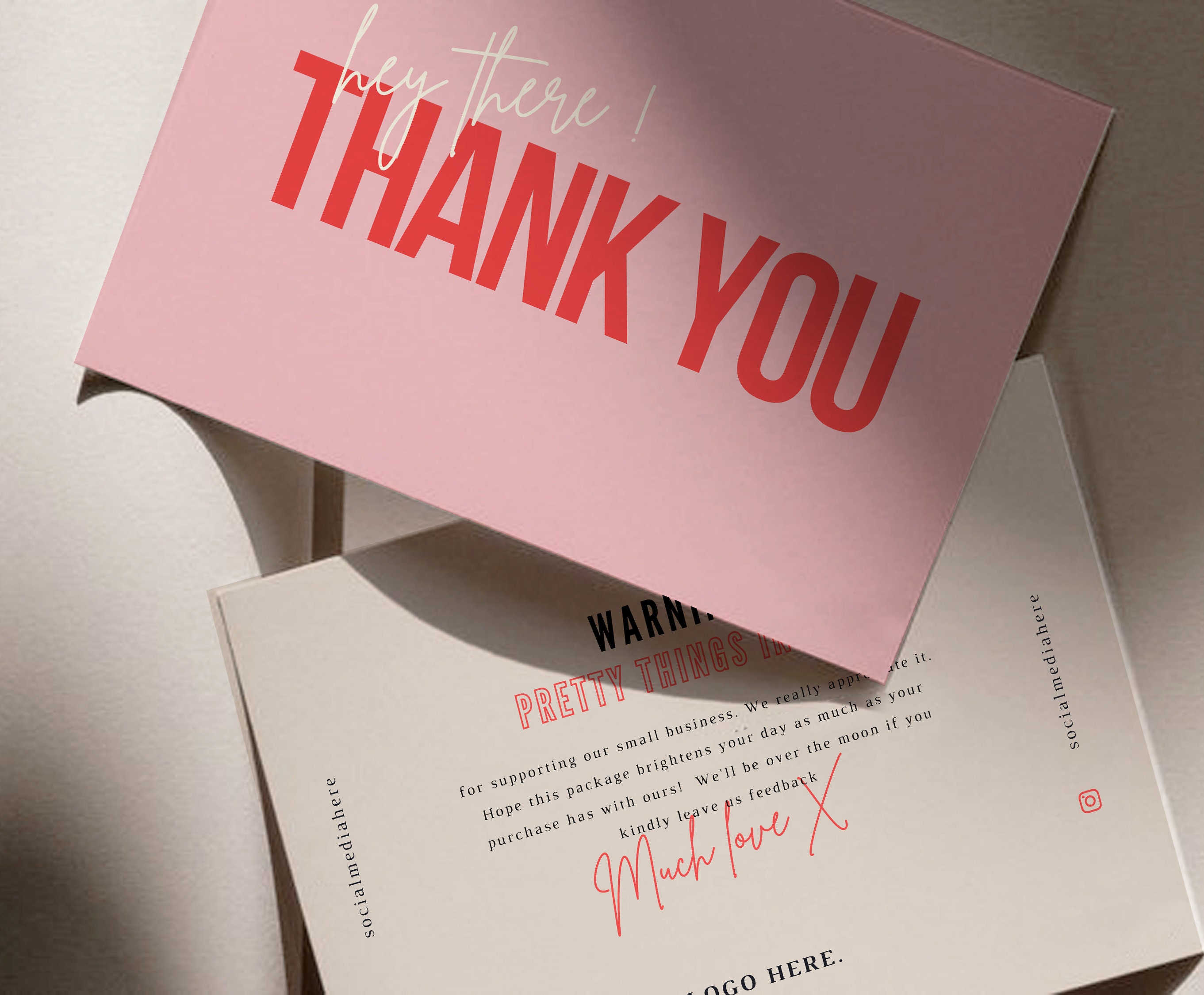 2 Templates of Printable Aesthetic Tumblr Thank You For Your Etsy