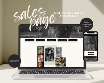 Minimal Beige Neutral Aesthetic Canva Product Sales Page Template Sales Funnel Landing Page website Marketing Sales One-page Canva Website