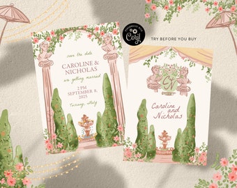 Watercolor Garden Save the Date Template (Digital Download)