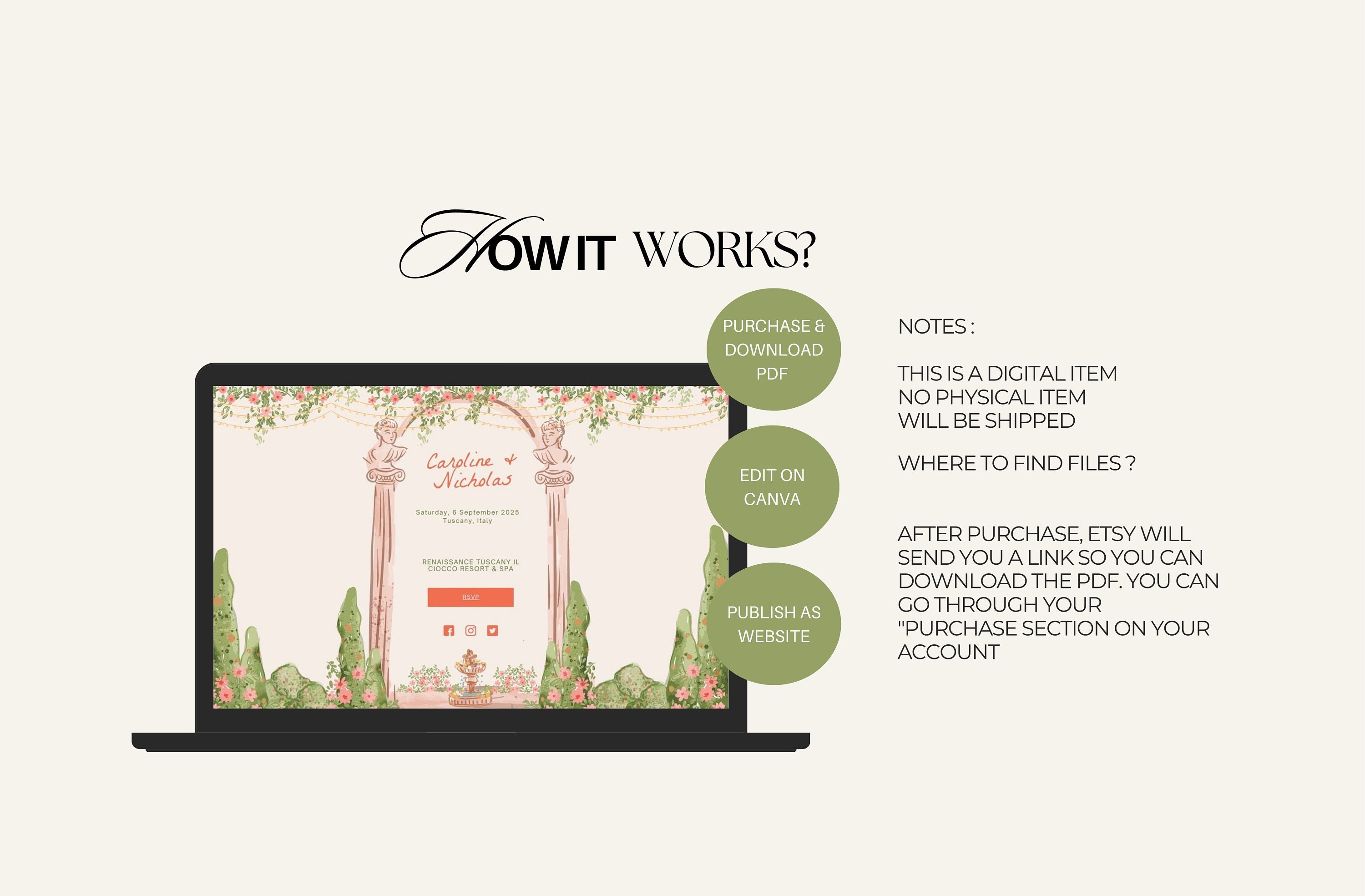 Hand-drawn Wedding Website Template: Scribble Illustration (digital ...