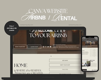 Canva Website Template for AIRBNB, Real Estate Website, Home Rental Website, Website Landing Page, Aesthetic business Website, marketing