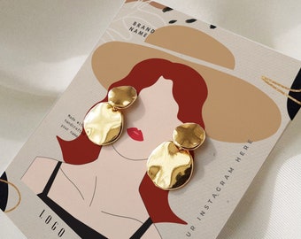 Set of 3 Earring Cards Template Custom earring card with logo Earring Display card stand earring card holder svg packaging insert