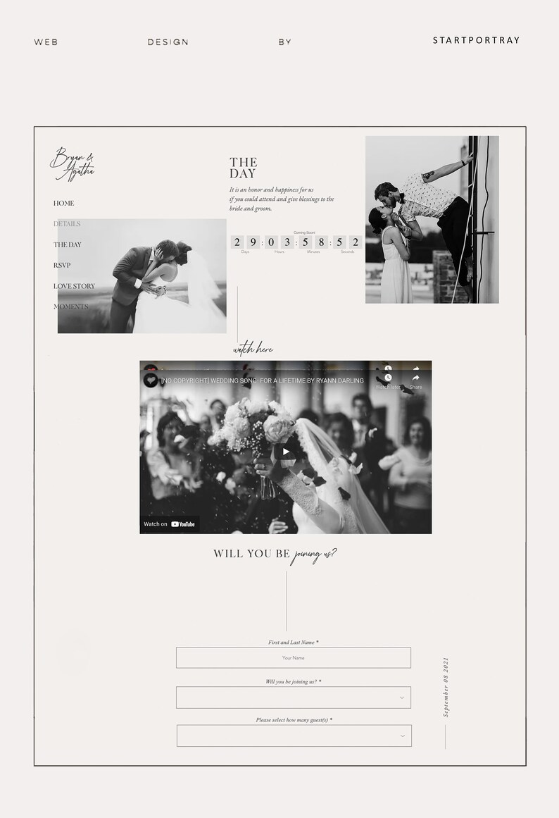 Wedding WIX Website Template Wedding Digital Invitation, Custom Wedding Website Design, Event Website Design, Digital RSVP Website Design image 3