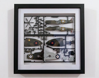 Framed Spitfire Model Kit - 1/72 Spitfire - WW2 British Fghter Plane Wall Art - Other Aircraft Models Available