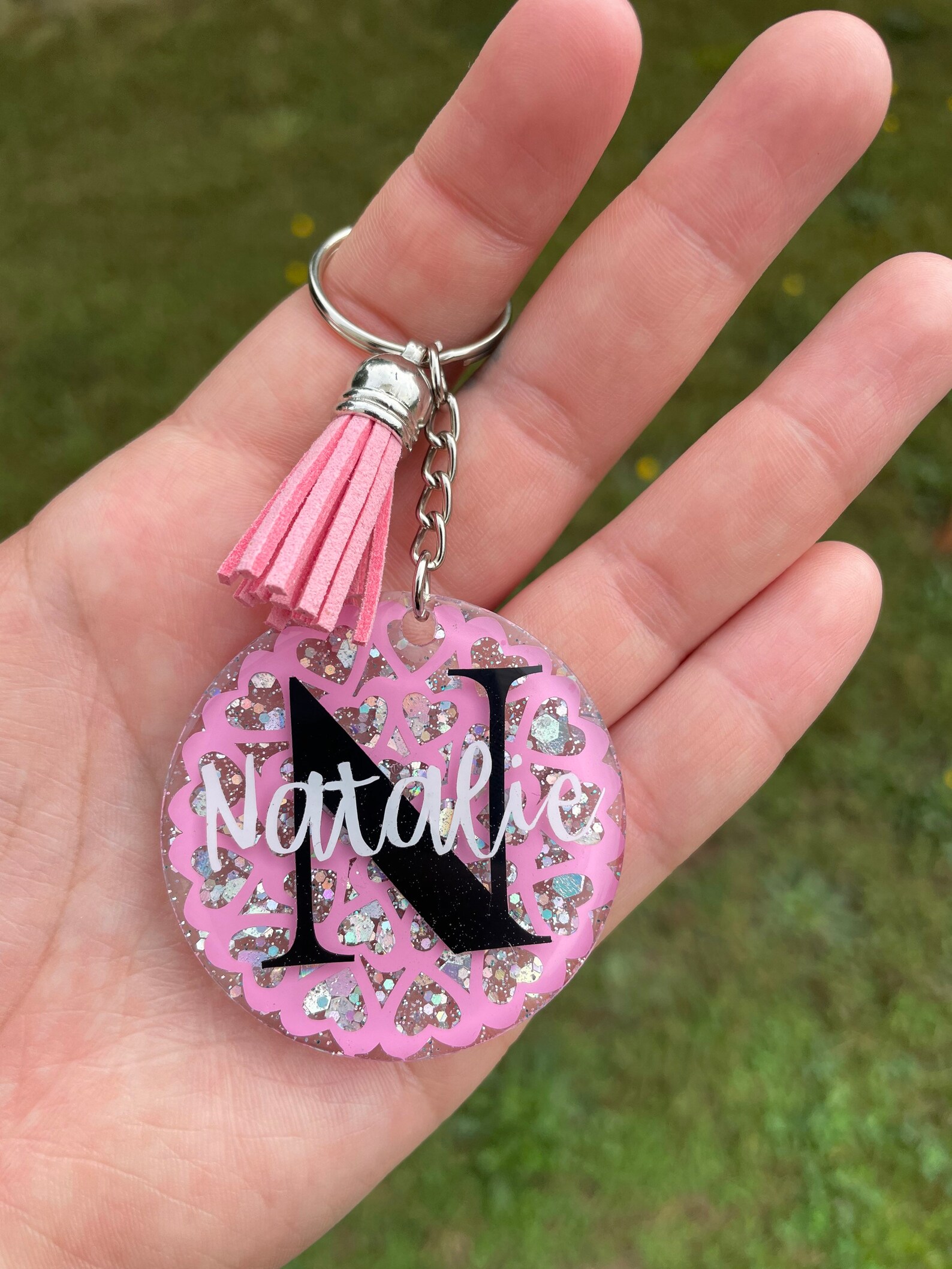 Personalized Glitter Keychain Glitter Keychain Etsy