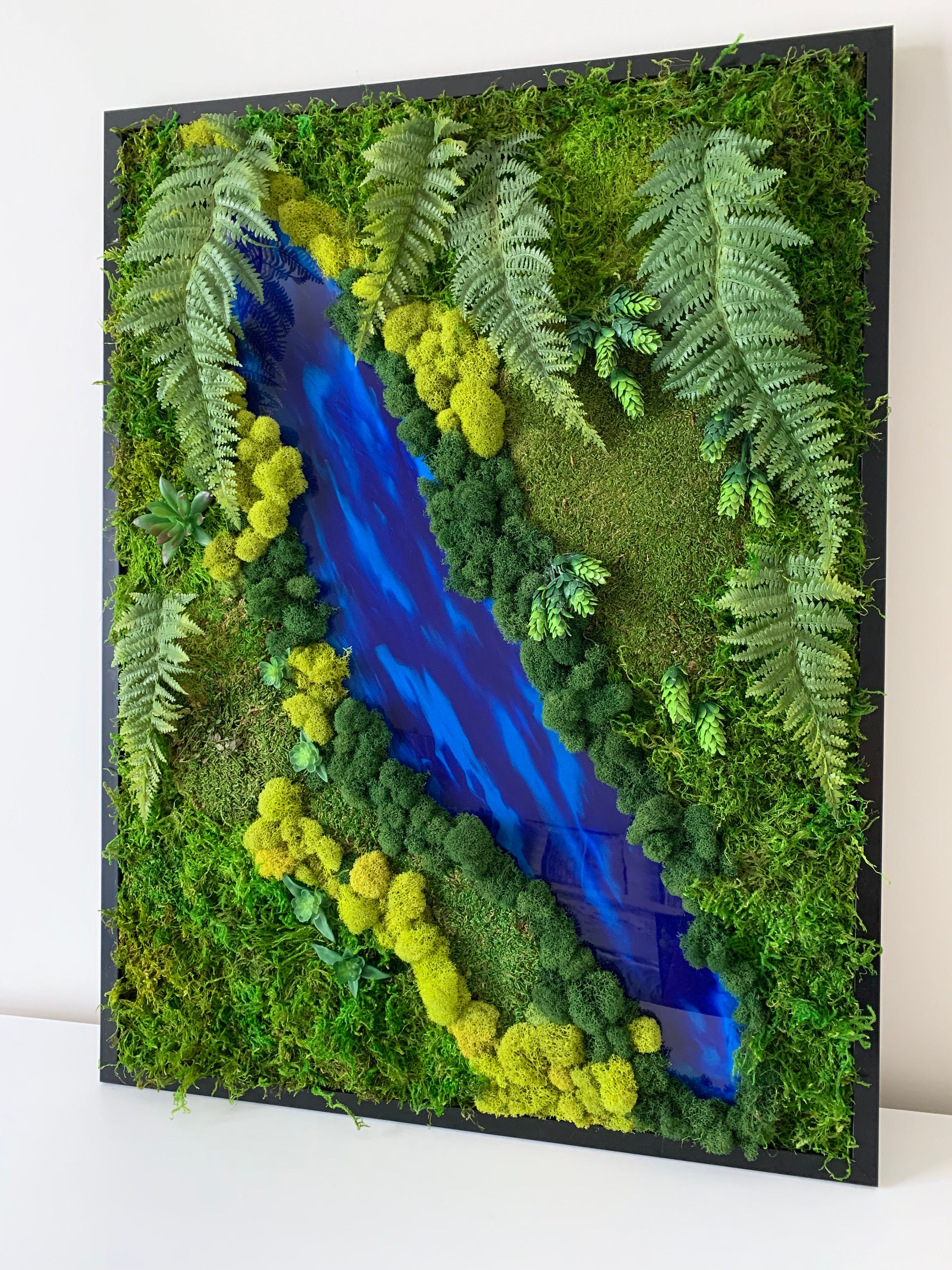 Live Moss Wall Art 32X24 Live Moss Art Live Wall Art Living Etsy