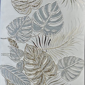 Elegant 3D-textuurschilderij Kerstmis in de tropen met bladzilver en spiegelinleg - perfect voor elke gelegenheid