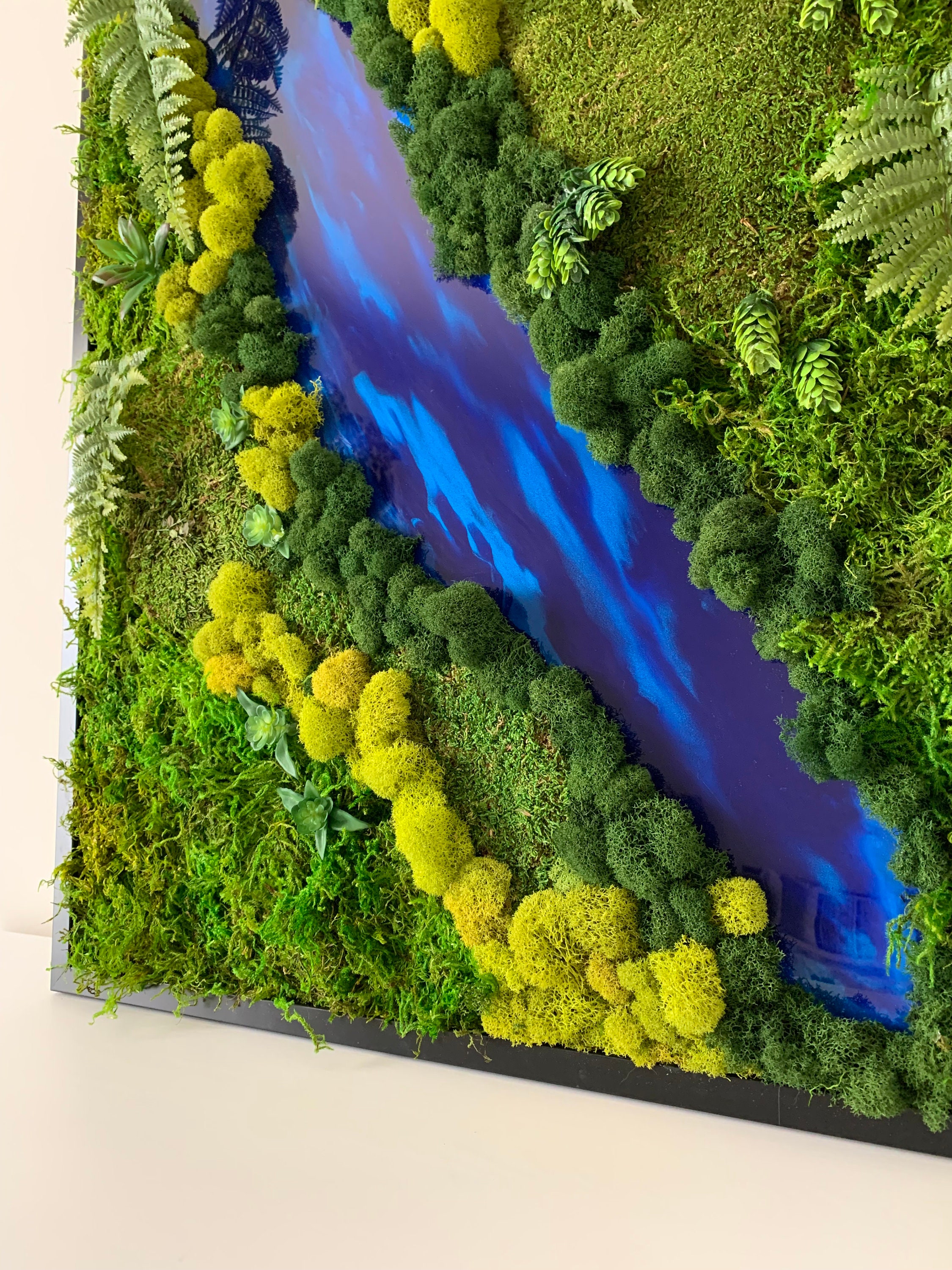 Live Moss Wall Art 32X24 Live Moss Art Live Wall Art Living Etsy