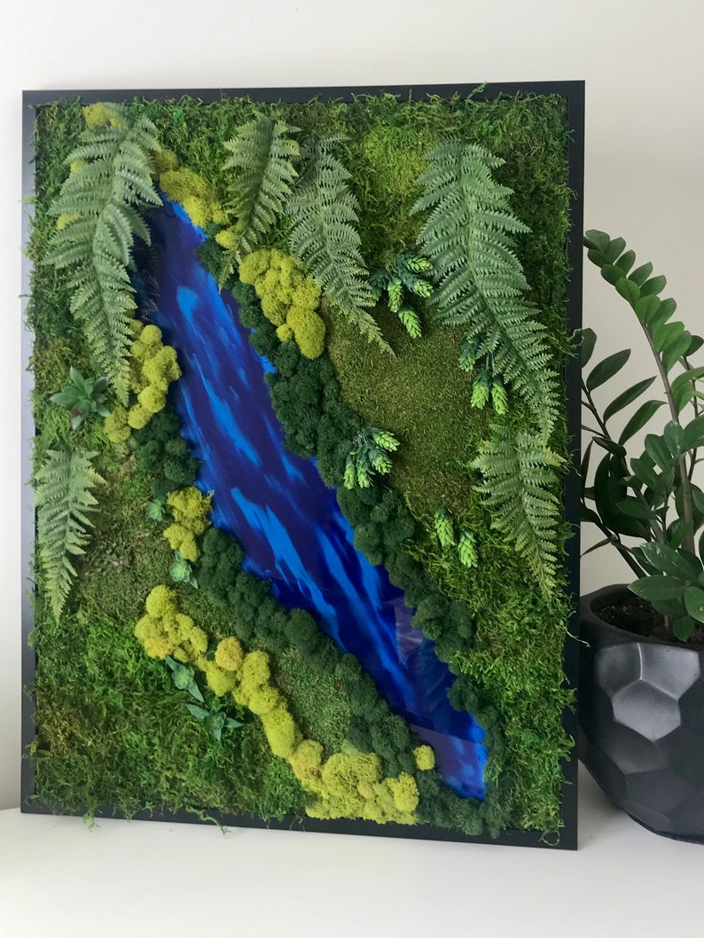 Live Moss Wall Art 32X24 Live Moss Art Live Wall Art Living Etsy