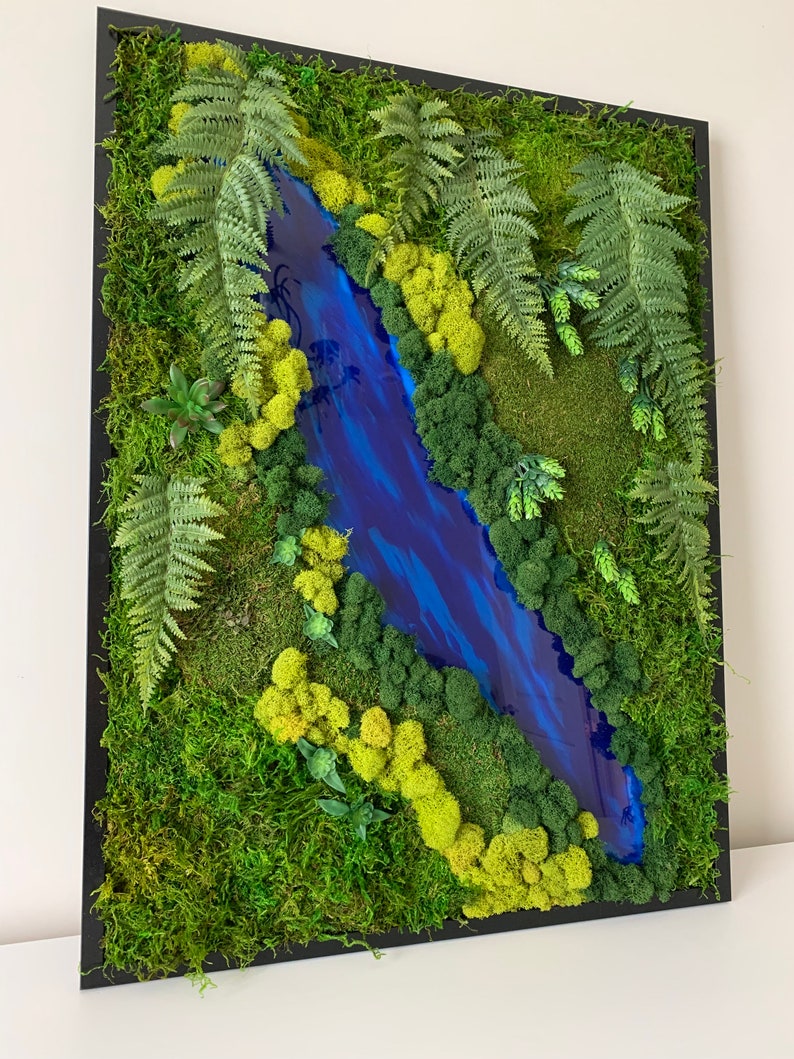 Live Moss Wall Art 32X24 Live Moss Art Live Wall Art Living Etsy