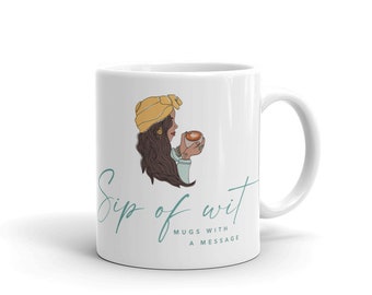 Tasse Signature Sip of Wit | tasses à café pleines d'esprit féminisme intersectionnel personnalisées de marque