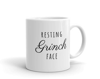 Resting Grinch Face Mug | Witty Coffee Mugs | Merry Christmas | Happy Holidays | How the Grinch Stole Christmas | Cute Funny Gifts