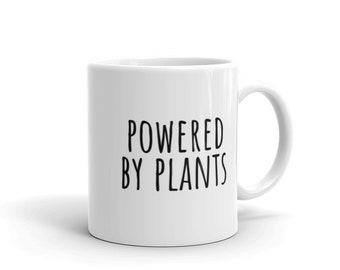 Powered by Plants mug | vegan plant-based plant powered vegetarian animal rights activist mugs