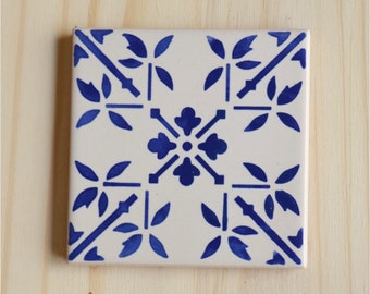 Azulejos, carreaux portugais, peints à la main, dessous de verre en céramique, 3 couleurs au choix : bleu, turquoise et vert