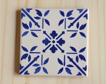 Azulejo, azulejos portugueses, pintado a mano, montaña rusa de cerámica, 3 opciones de color: azul, turquesa y verde