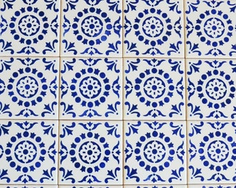 Portuguese Tiles, handpainted, wall decor, kitchen backsplash, Cobalt Blue