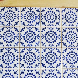 Portuguese Tiles, handpainted, wall decor, kitchen backsplash, Cobalt Blue image 1